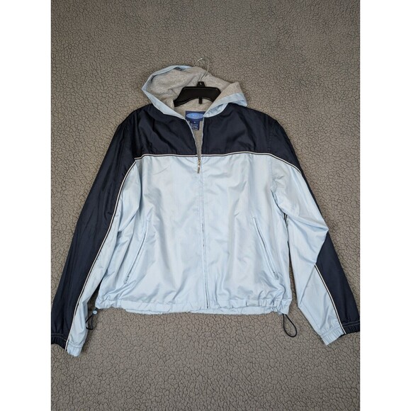 Fuda Sport Women's Blue Hooded Zip Up Lined Poly Cotton Jacket Color Block M - Picture 1 of 8